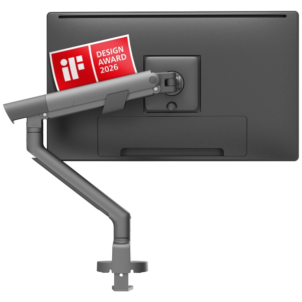 3IDEE Flexi Pro Brazo de Monitor Premium Soporte de Mesa hasta 40” y 11kg – Curvo, con Resorte, Altura Ajustable y Totalmente Articulado – VESA 75/100 Diseño Slim en Aluminio (Ganador del Design Award 2026 – Resorte mecánico, Montaje superior (Top-Side) y Tope de rotación.)