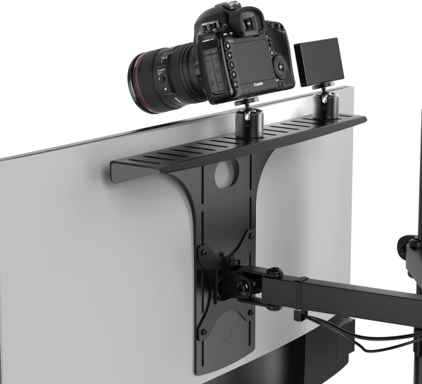 HumanCentric Estante de Monitor VESA para DSLR y Webcam (Soporte de Cámara) (Soporte de escritorio que ahorra espacio para streaming y videoconferencias – Compatible con VESA 100x100)