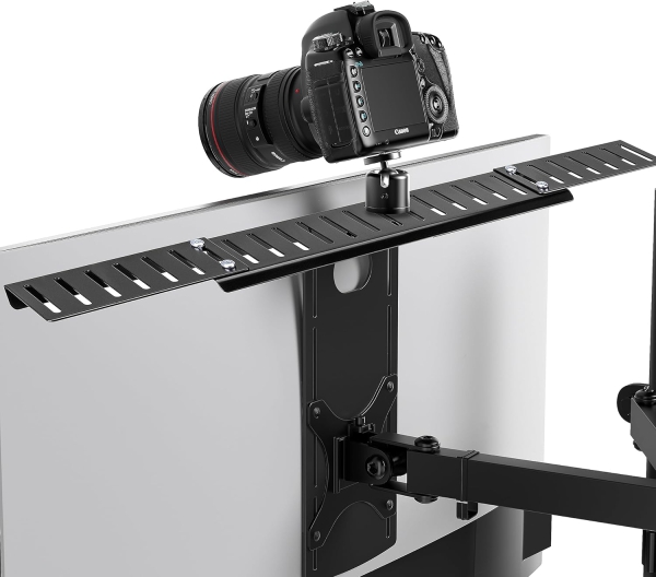 HumanCentric Soporte de Monitor DSLR – Estante de Cámara VESA para Monitor y Brazo (Estante profesional para cámara web, luz y micrófono – Sustituto que ahorra espacio para trípodes de abrazadera.)