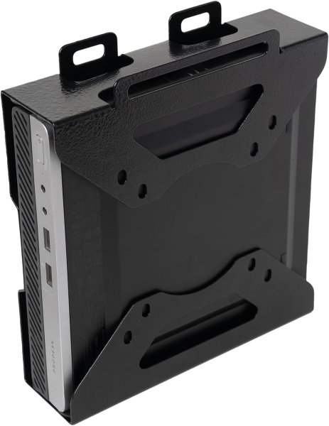 Shinar Soporte de Metal para HP Desktop Mini, ProDesk y EliteDesk (VESA/Pared/Mesa) (Estribo de montaje universal para Mini PC HP – VESA 75x75/100x100, Montaje bajo mesa y en pared hasta 5 kg)