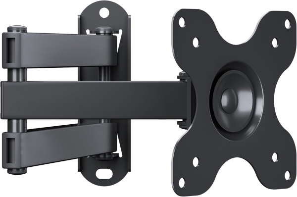 Soporte de pared para monitor BONTEC PC Soporte de pared para TV Giratorio/inclinable para monitores y televisores de plasma curvos de 13-30 pulgadas, VESA 75x75/100x100 mm, hasta 15 kg, incl. nivel de burbuja