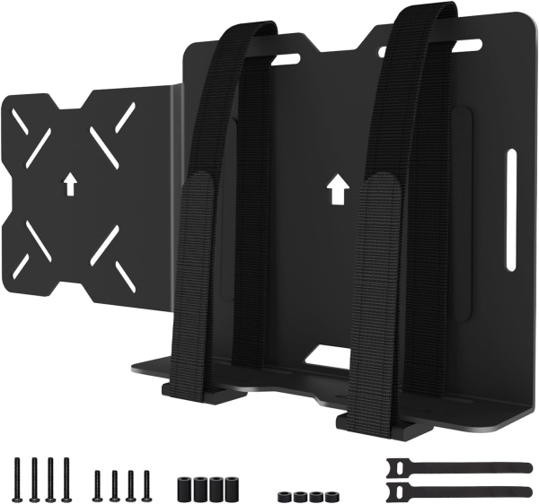 Soporte VESA Universal para Mini PC, Módem y Thin Client (Dell, HP, Lenovo) (Soporte de correa ajustable para dispositivos de hasta 50 cm de perímetro – Montaje en brazo de monitor o parte trasera)