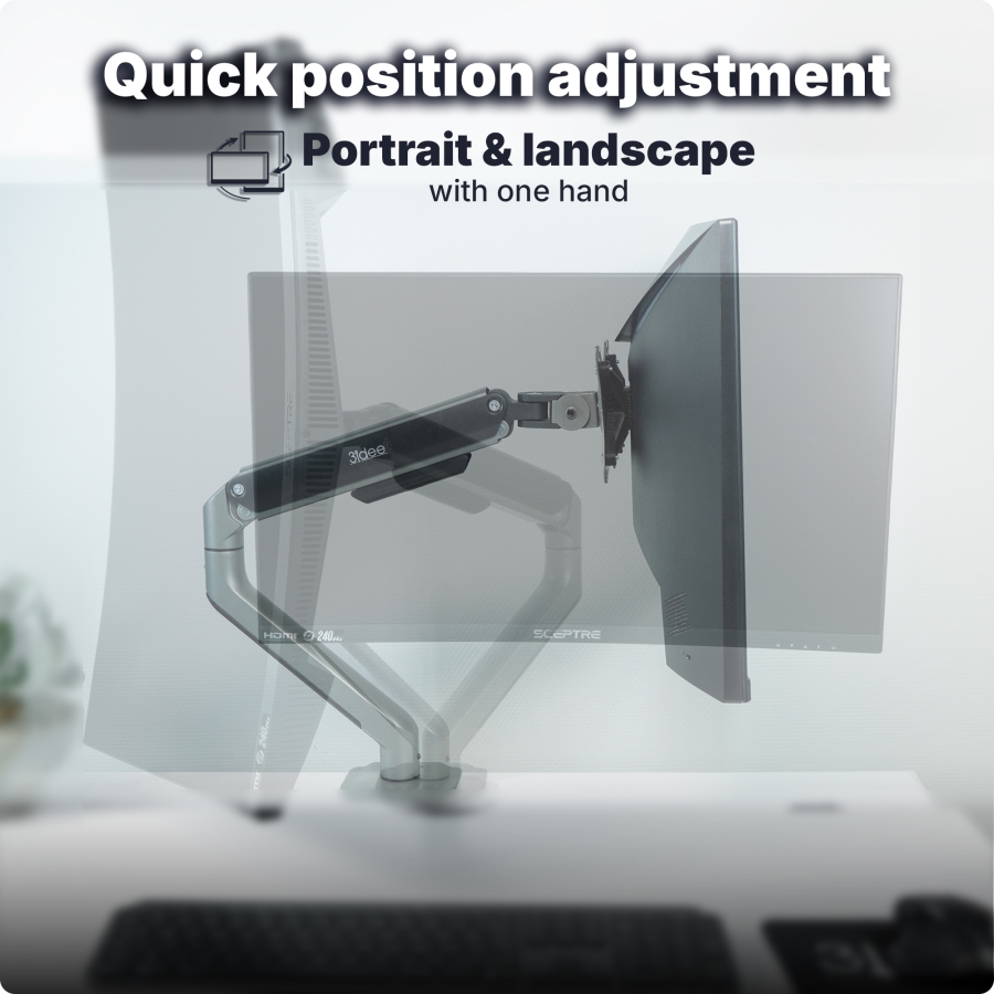 3IDEE Flexi-Lite Brazo de Monitor Individual para Pantallas de 13-32 Pulgadas (Max. 9 kg)