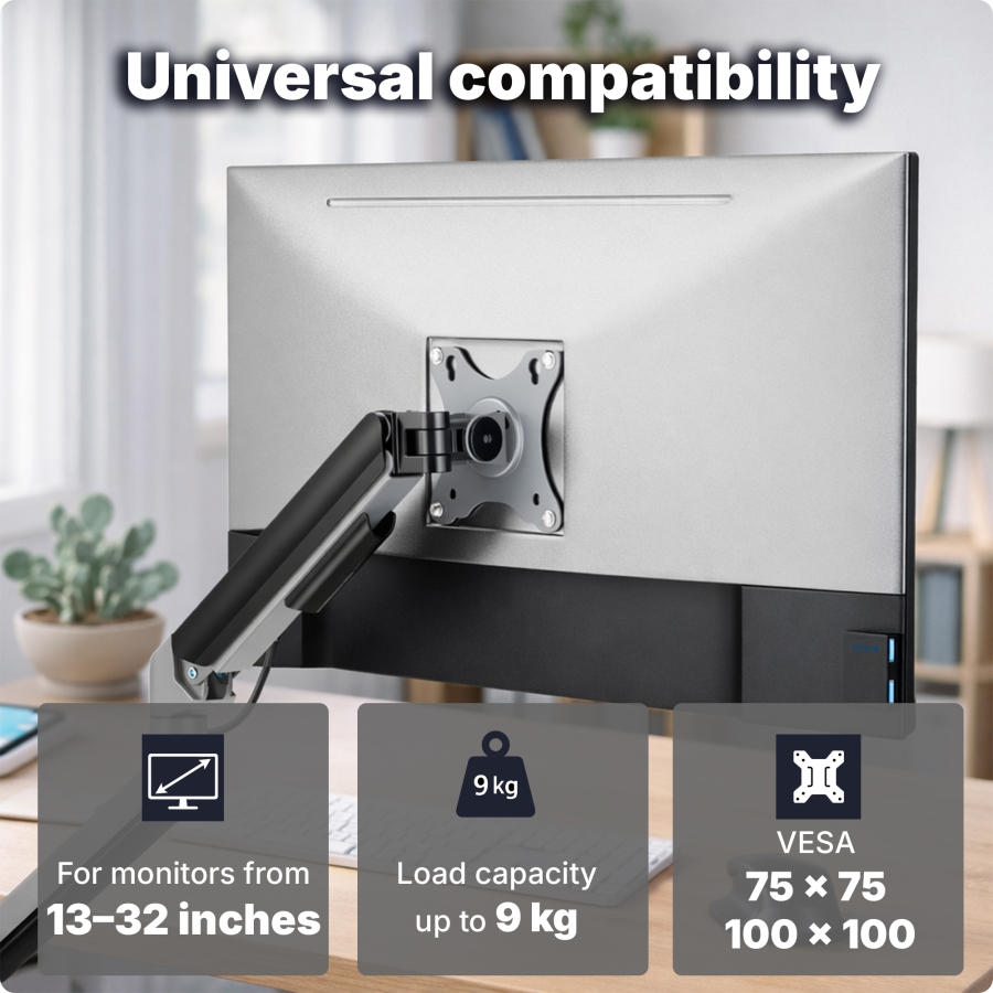 3IDEE Flexi-Lite Brazo de Monitor Individual para Pantallas de 13-32 Pulgadas (Max. 9 kg)