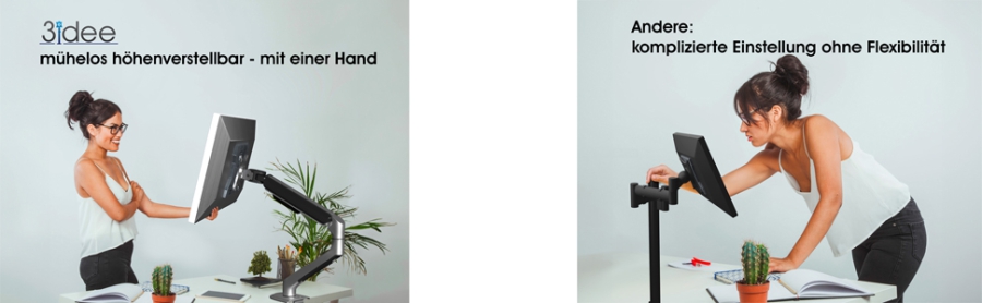 3IDEE Flexi-Lite Soporte 1 monitor para pantallas de 17-32", diseño moderno, totalmente móvil y ajustable