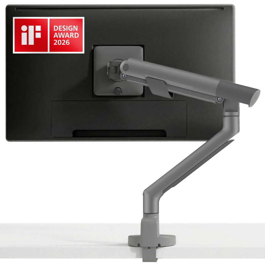 3IDEE Flexi Pro Brazo de Monitor Premium Soporte de Mesa hasta 40” y 11kg – Curvo, con Resorte, Altura Ajustable y Totalmente Articulado – VESA 75/100 Diseño Slim en Aluminio (Ganador del Design Award 2026 – Resorte mecánico, Montaje superior (Top-Side) y Tope de rotación.)
