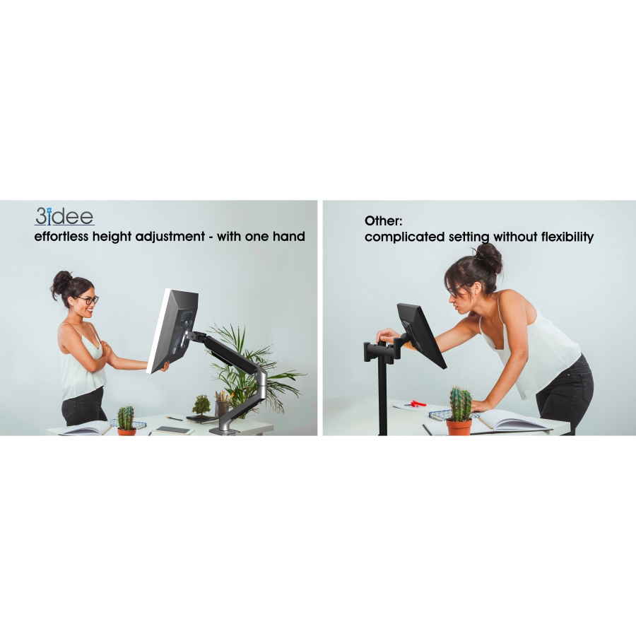 3IDEE Soporte para dos monitores | Para 2 monitores con pantallas de 17"-32" | Altura ajustable - hasta 9 kg por brazo