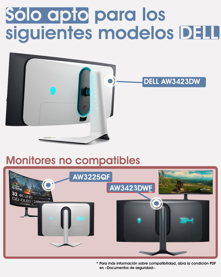 Adaptador VESA compatible con DELL Alienware Gaming Monitor (AW3423DW)