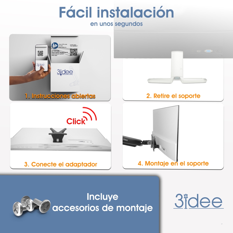 Adaptador VESA compatible con monitor HP (22f, 24f, 27f, 22es, 22ea, 22er, 24es, 24ea, 24er, 27es, 27ea, 27er)