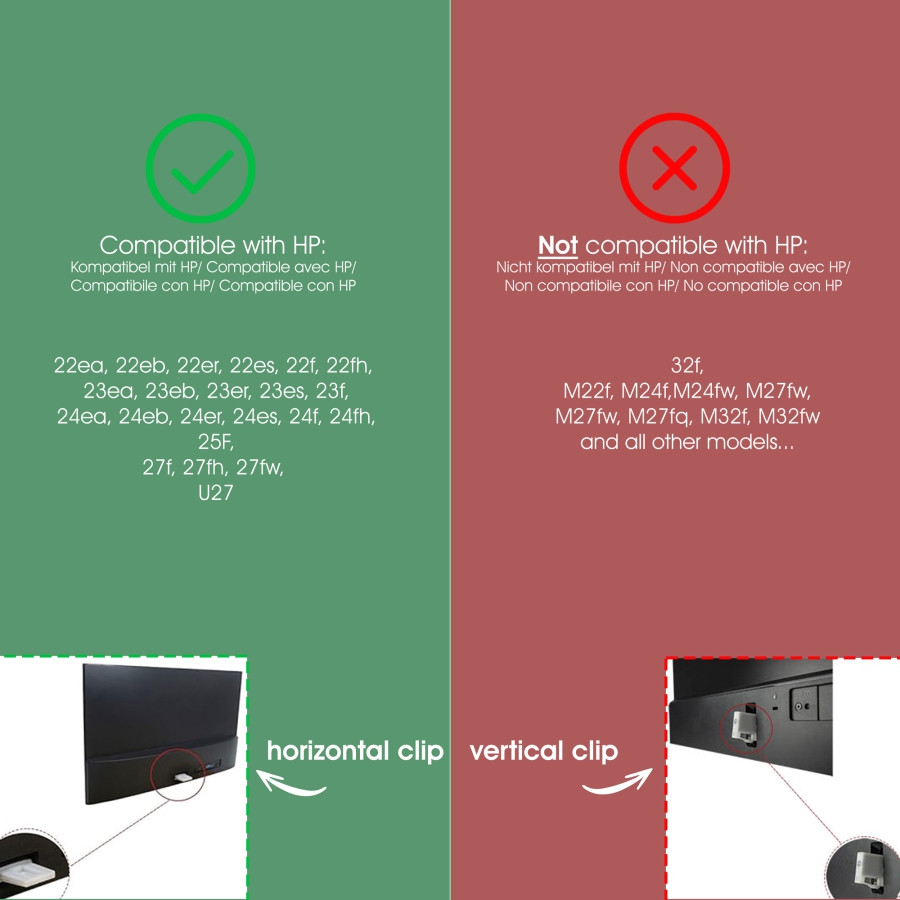 Adaptador VESA compatible con monitor HP (32f)- 75x75mm