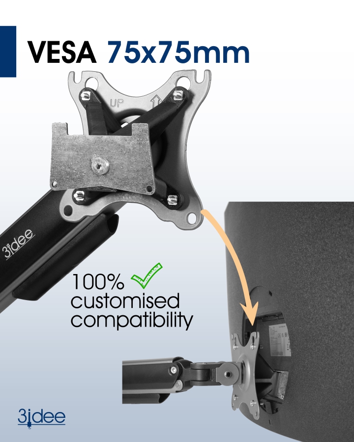 Adaptador VESA compatible con monitor Samsung (U32R590, U32R592, U32R594, LU32R590, UR59C y más) - 75x75mm