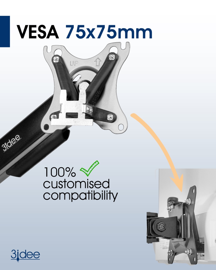 Adaptador VESA compatible con monitores Acer (HA240Y, R240HY y más) - 75x75mm
