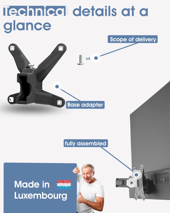 Adaptador VESA compatible con monitores HP (M22f, M24f, M24fd, M24fw, M27f, M27fe, M27fd, M27fq, M27fw, M32f, M32fw, 524sa, 524sf, 524sw, 527, 527sa, 527sf, 527sw, 532, 532 sf)