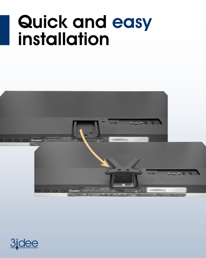Adaptador VESA compatible con monitores HP (M27h, M24h) - 75x75mm