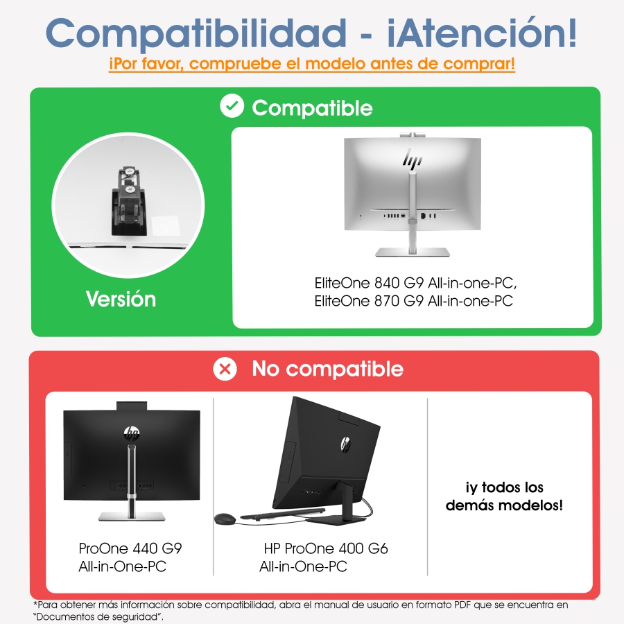 Adaptador VESA compatible con PC Todo en Uno HP (EliteOne 840, 870 G9)