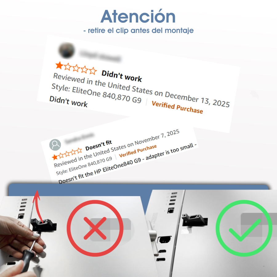 Adaptador VESA compatible con PC Todo en Uno HP (EliteOne 840, 870 G9)