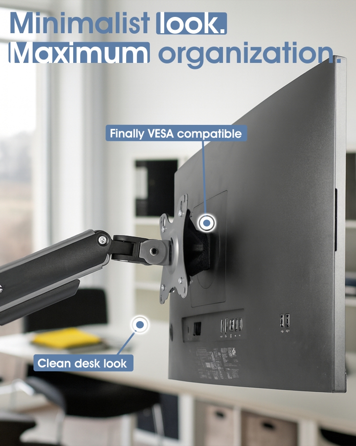 Adaptador VESA para HP Serie 5 PRO (524pf, 527pf, 527pq, 524pu, 527pu, etc.) y Serie E G5 (E24q, E27q, E32k, etc.) - 75x75 mm