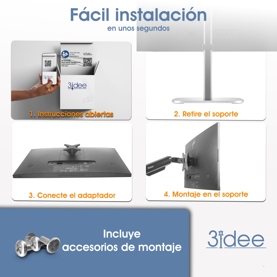 Adaptador VESA para HP Serie 5 PRO y Serie E G5 (524pf, 527pf, 527pq, 524pu, 527pu, E24q, E27q, E32k, etc.)