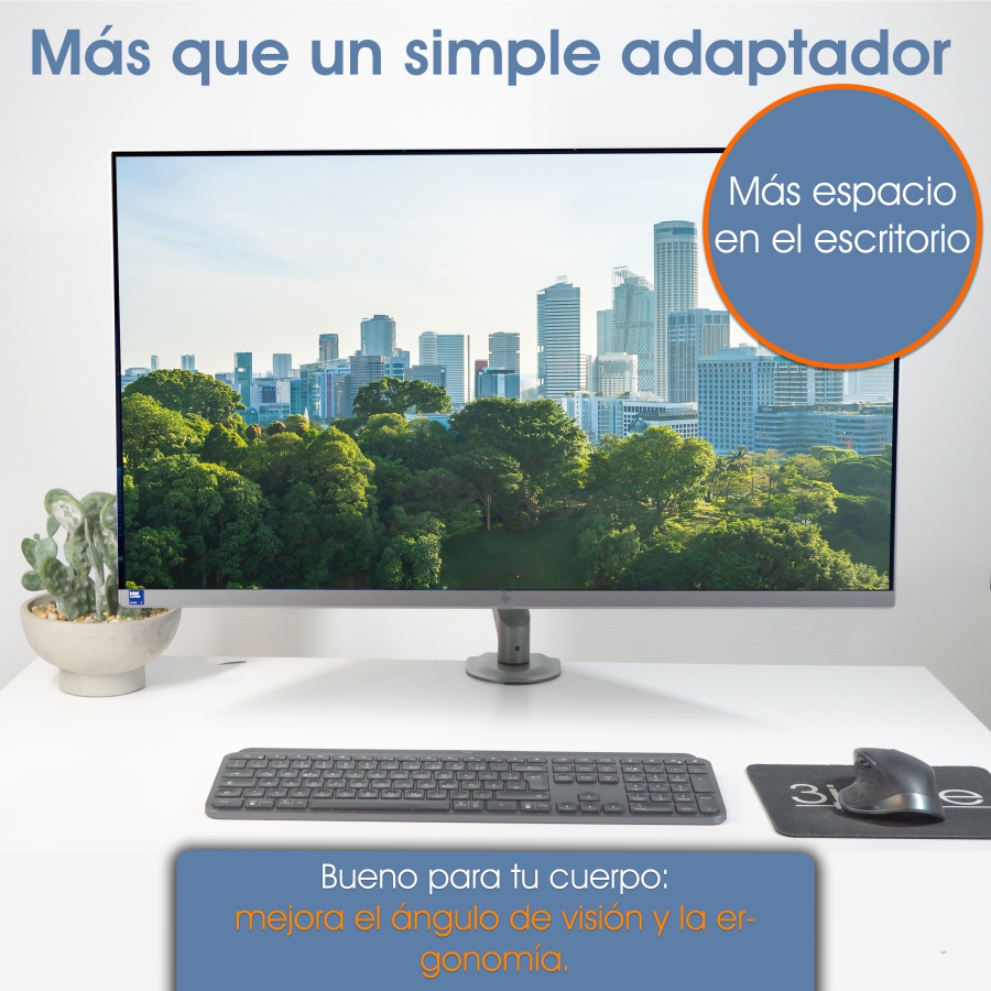 Adaptador VESA para HP Serie 5 PRO y Serie E G5 (524pf, 527pf, 527pq, 524pu, 527pu, E24q, E27q, E32k, etc.)