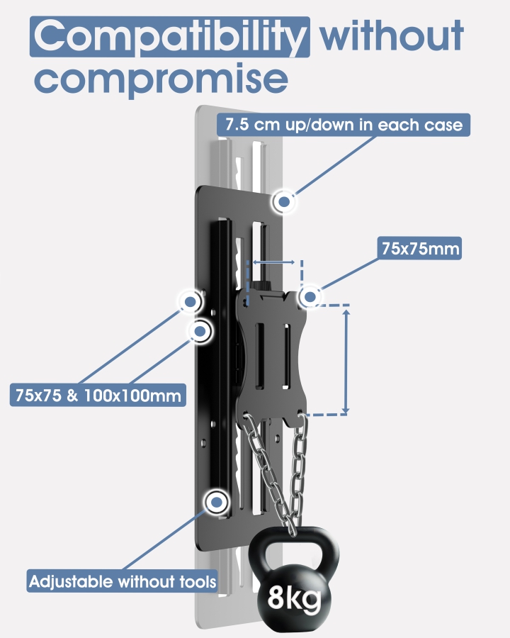Adaptador VESA regulable en altura 3IDEE VertiFlex