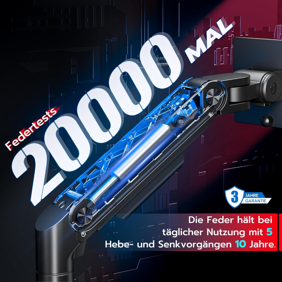 ARES WING Soporte para Doble Monitor de 17–49 Pulgadas (Vertical y Horizontal) (Sistema de resorte de gas Heavy Duty para dos monitores de hasta 20 kg cada uno – Apilables o lado a lado.)