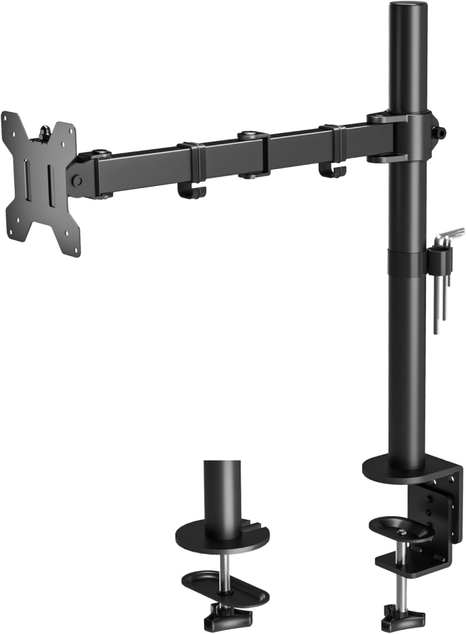 BONTEC Soporte 1 monitor para monitores de 13-32 pulgadas, hasta 10kg, regulable en altura, giratorio, inclinable