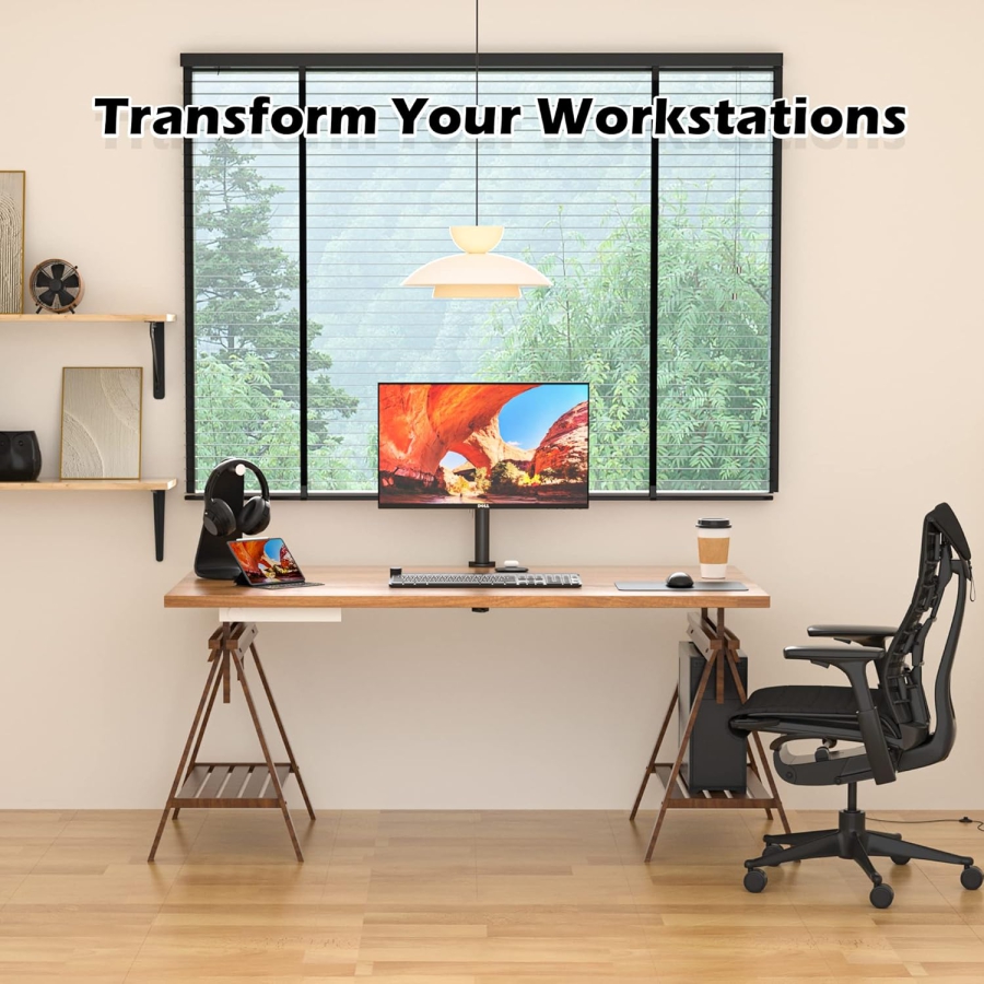 BONTEC Soporte 1 monitor para monitores de 13-32 pulgadas, hasta 10kg, regulable en altura, giratorio, inclinable