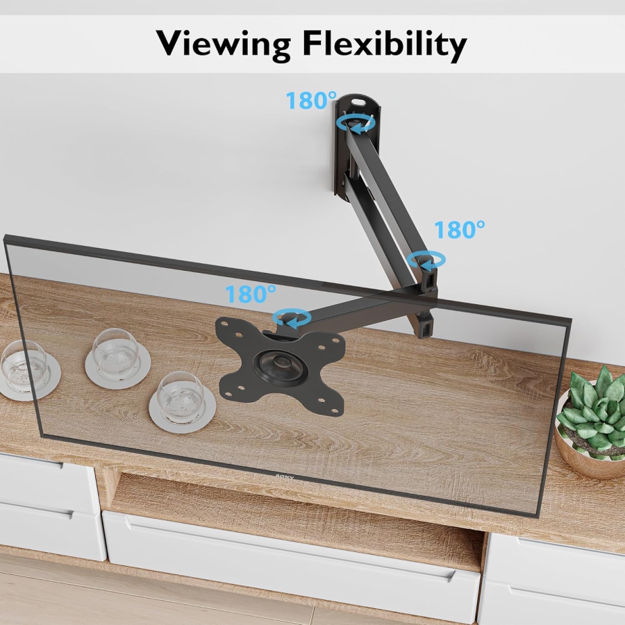 BONTEC Soporte de pared para monitores de 13-30 pulgadas, hasta 15 kg, diseño que ahorra espacio