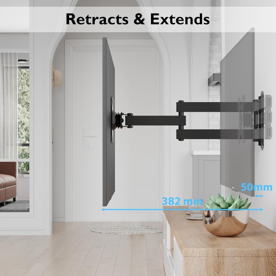 BONTEC Soporte de pared para monitores de 13-30 pulgadas, hasta 15 kg, diseño que ahorra espacio
