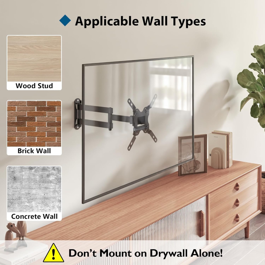 BONTEC Soporte de pared para pantallas de 13-42 pulgadas, hasta 20 kg