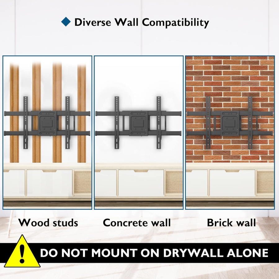 BONTEC Soporte de Pared para TV con Brazo Extra Largo de 1040 mm (32-75 Pulgadas) (Soporte de carga pesada hasta 60 kg – Giratorio, Inclinable y Extensible hasta 104 cm.)