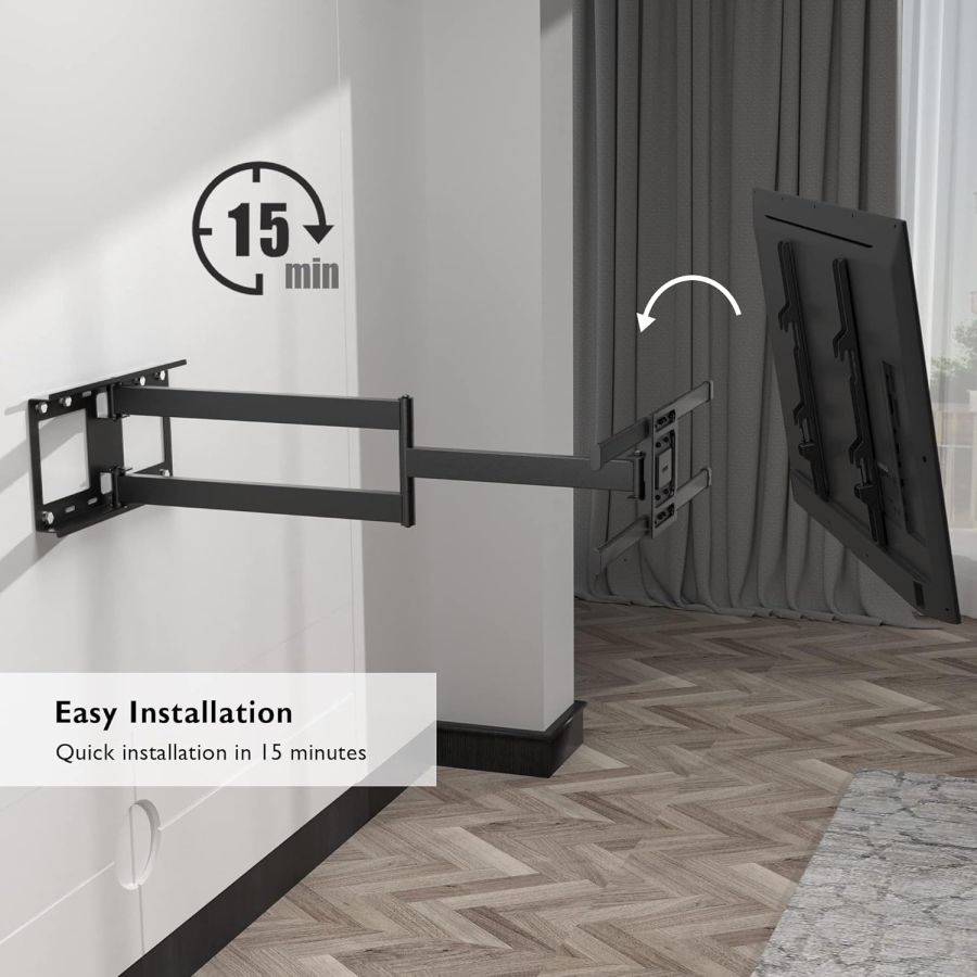 BONTEC Soporte de Pared para TV con Brazo Extra Largo de 1040 mm (32-75 Pulgadas) (Soporte de carga pesada hasta 60 kg – Giratorio, Inclinable y Extensible hasta 104 cm.)
