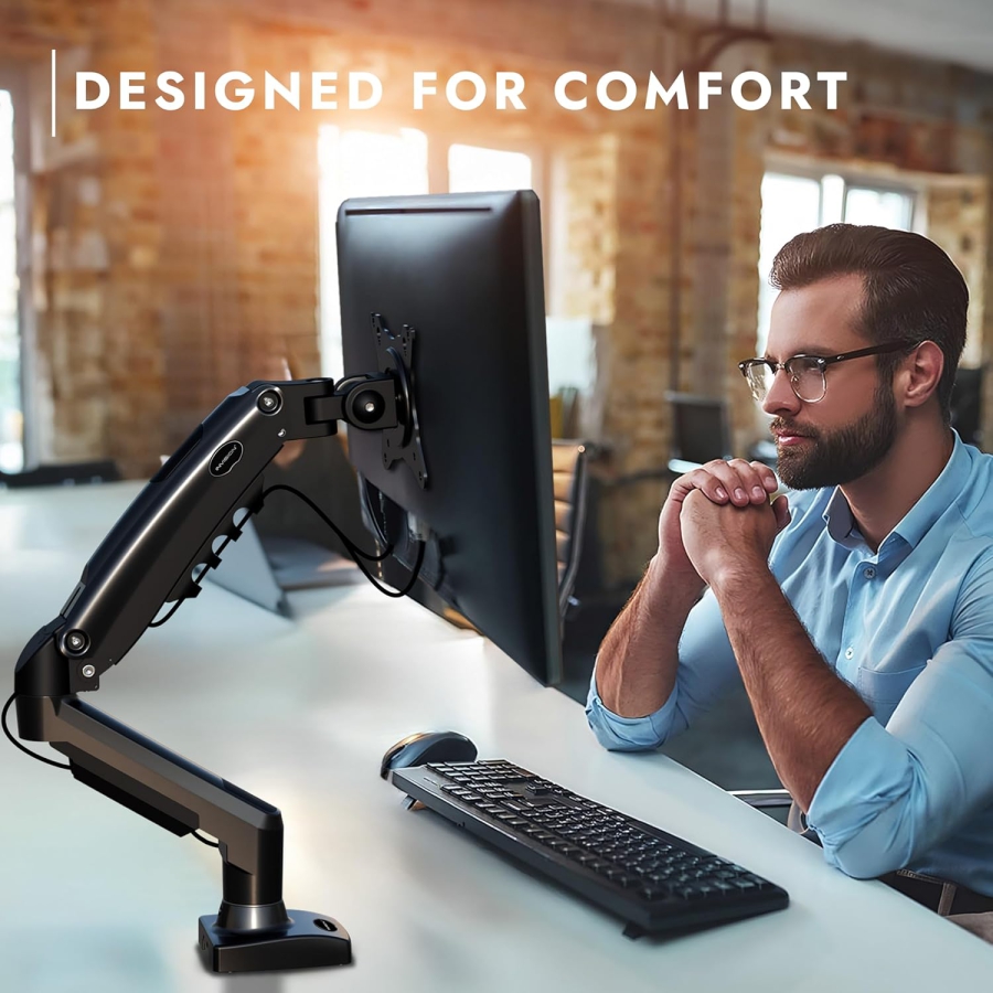 Brazo de monitor Invision MX200 19–32" | 2–9 kg (Soporte Ergonómico de Resorte de Gas para Dos Monitores de hasta 12 kg Cada Uno)