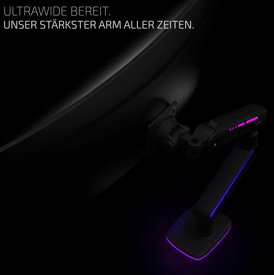 Brazo de monitor RGB Invision Vortex VR200 27–57" | hasta 18 kg (La Actualización Definitiva para Su Battle-Station: Brazo Heavy Duty de hasta 18 kg con Iluminación RGB Inmersiva)