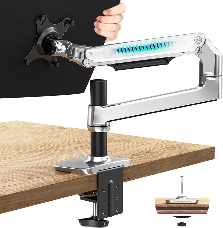 Brazo para monitor Ergounion RLAX E6 13–40" | 3–11 kg (Soporte de Brazo Único Premium de Aluminio Brillante)