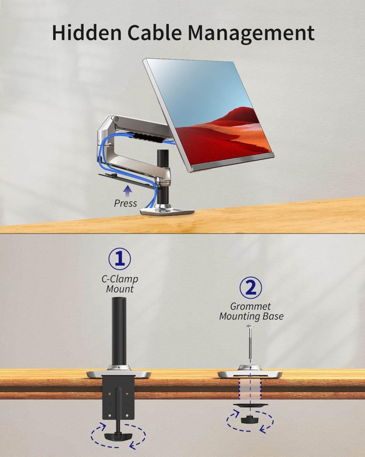 Brazo para monitor Ergounion RLAX E6 13–40" | 3–11 kg (Soporte de Brazo Único Premium de Aluminio Brillante)