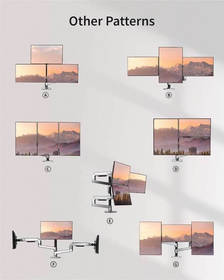 Ergounion Soporte para 3 Monitores (Aluminio) para 13–40 Pulgadas (Soporte de Escritorio Premium para Tres Monitores de hasta 11,3 kg Cada Uno – Con Resorte Mecánico Duradero.)