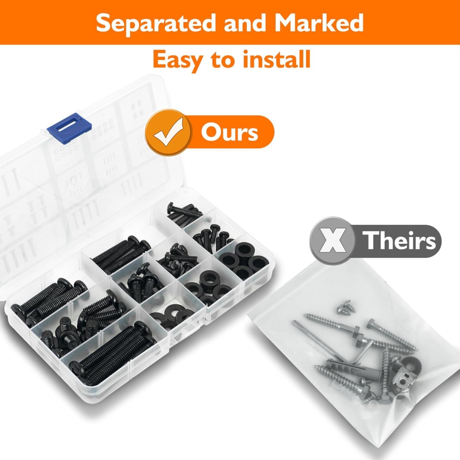 GINKGO Juego de Tornillos VESA Universales para TV y Monitor (M4, M5, M6, M8) (Kit de montaje de 68 piezas para soportes de pared y pie – Compatible hasta 80 pulgadas.)