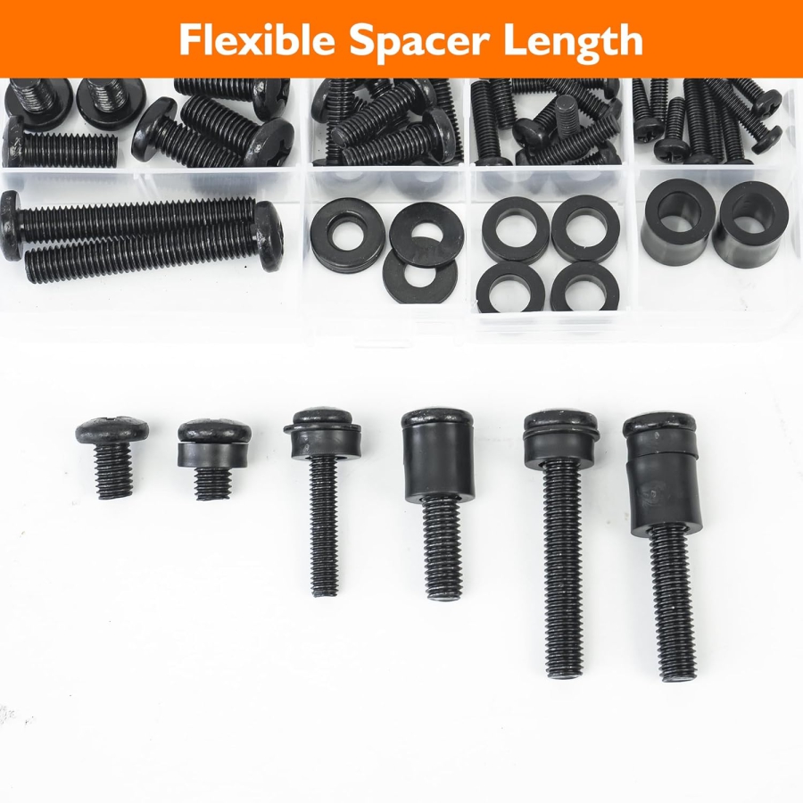 GINKGO Juego de Tornillos VESA Universales para TV y Monitor (M4, M5, M6, M8) (Kit de montaje de 68 piezas para soportes de pared y pie – Compatible hasta 80 pulgadas.)