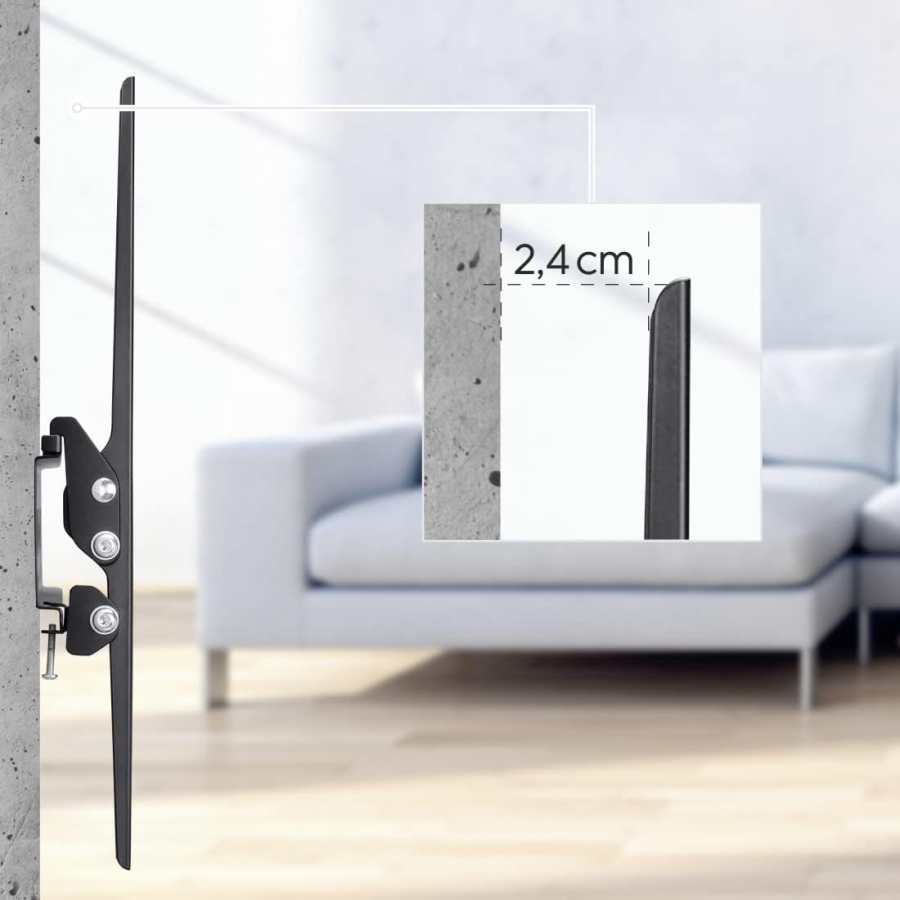 Hama Soporte de Pared TV Inclinable para Televisores de 32-75 Pulgadas (VESA 400x400) (Soporte TV ultraplano (2,4 cm distancia a la pared) – Inclinable de forma continua 10°, carga hasta 35 kg.)