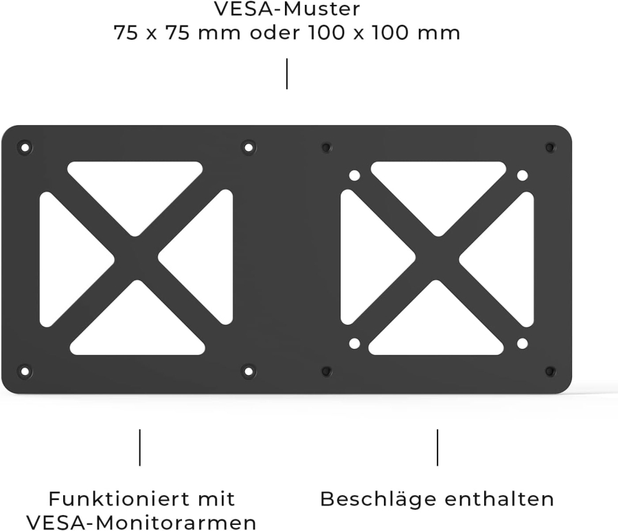 HumanCentric Placa de Extensión VESA para Mini PC Intel NUC (Montaje en Brazo de Monitor) (Placa adaptadora para fijar el NUC detrás del monitor – VESA 75x75 y 100x100 mm.)