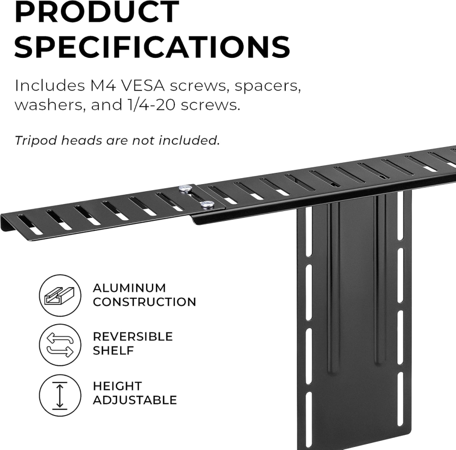 HumanCentric Soporte de Monitor DSLR – Estante de Cámara VESA para Monitor y Brazo (Estante profesional para cámara web, luz y micrófono – Sustituto que ahorra espacio para trípodes de abrazadera.)