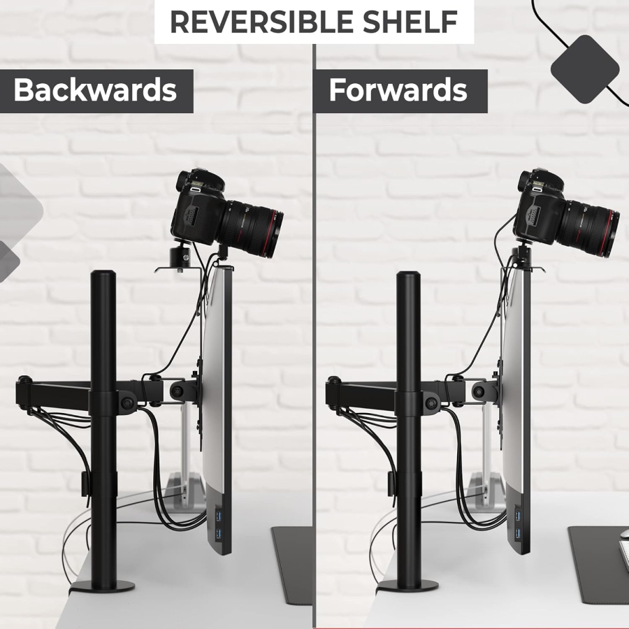HumanCentric Soporte de Monitor DSLR – Estante de Cámara VESA para Monitor y Brazo (Estante profesional para cámara web, luz y micrófono – Sustituto que ahorra espacio para trípodes de abrazadera.)