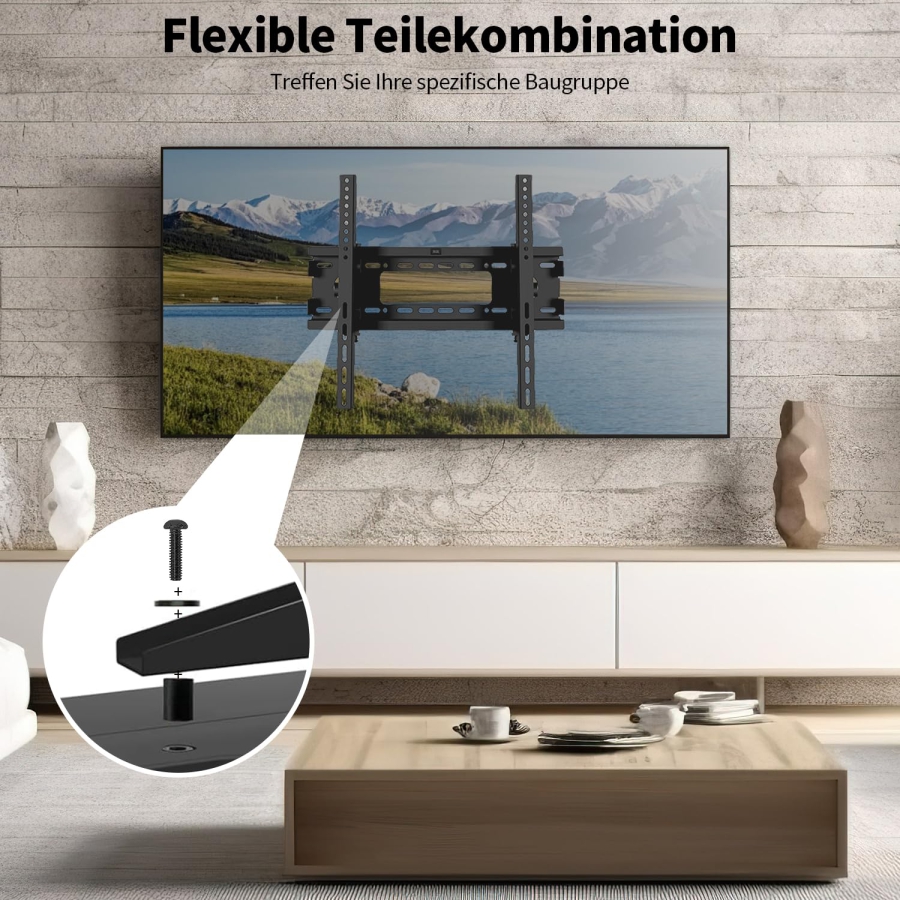 Juego de Tornillos Universales para TV (120 Piezas) para Soportes de Pared y Pie (Surtido de tornillos VESA M4, M5, M6, M8 incl. espaciadores y arandelas para TV de hasta 80 pulgadas)