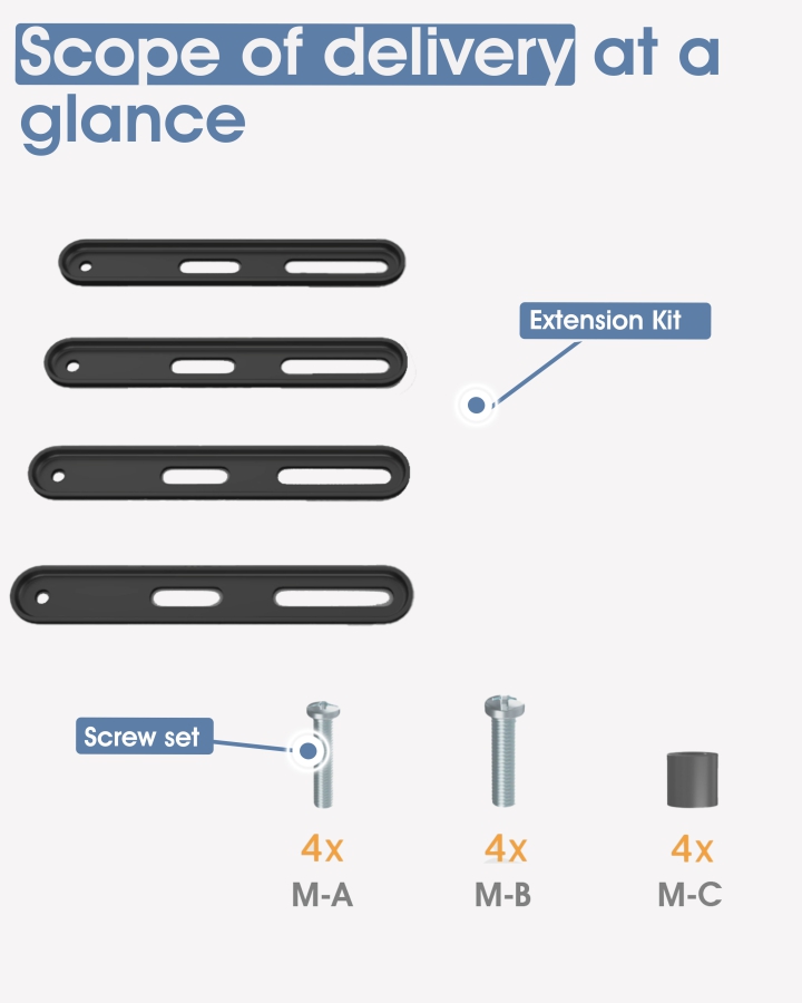 Kit de extensión adaptador VESA universal para soporte de pared y soporte para monitor, de 200x200 a 400x400, capacidad de carga extrema hasta 30kg, para televisores y monitores hasta 55"