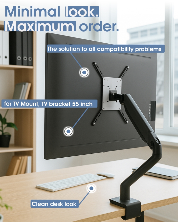 Kit de extensión adaptador VESA universal para soporte de pared y soporte para monitor, de 200x200 a 400x400, capacidad de carga extrema hasta 30kg, para televisores y monitores hasta 55"