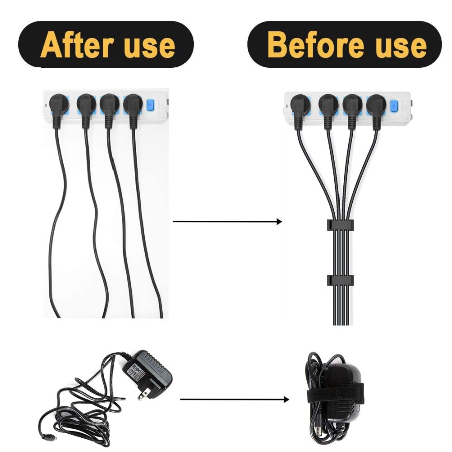 MiuCo Kit de Gestión de Cables para Escritorio (100 Piezas) – El Organizador Definitivo (Set completo con 50 bridas de velcro, 40 clips y 10 soportes de silicona – Autoadhesivo y sin residuos.)