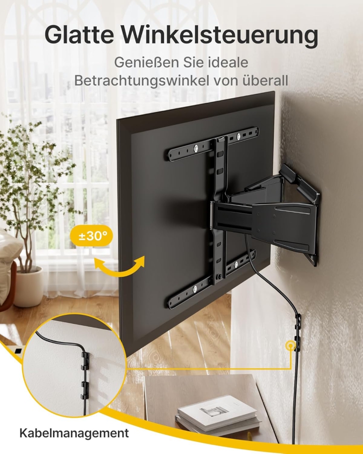 monTEK Soporte de Pared para TV Ultra Slim para 43-90 Pulgadas (Solo 2 cm de distancia a la pared) (Diseño extremadamente plano (0,77") con brazo articulado Full-Motion – Carga 50 kg, VESA 600x400.)