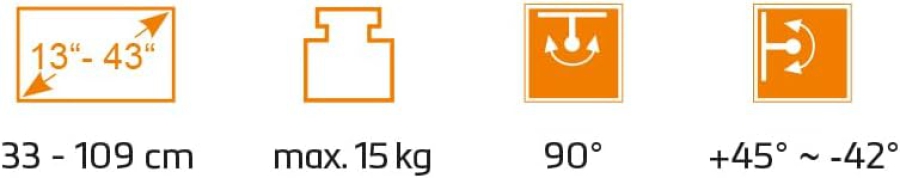 My Wall Soporte de Pared para TV para Autocaravanas y Caravanas (HC2-1L) – Bloqueable y Antivibraciones (Sujeción segura durante el viaje: Bloqueable, Giratorio e Inclinable – Hasta 15 kg – 20 años de garantía.)