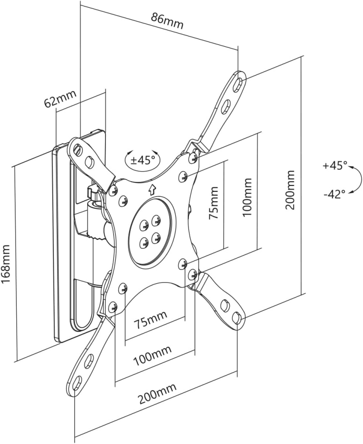 My Wall Soporte de Pared para TV para Autocaravanas y Caravanas (HC2-1L) – Bloqueable y Antivibraciones (Sujeción segura durante el viaje: Bloqueable, Giratorio e Inclinable – Hasta 15 kg – 20 años de garantía.)